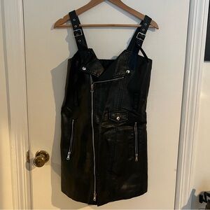 Leather Zip Mini Dress